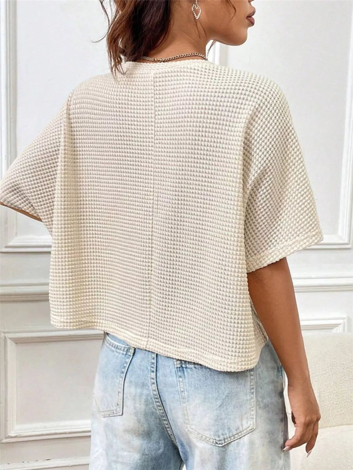 Waffle Knit Cropped T-Shirt Secondary image