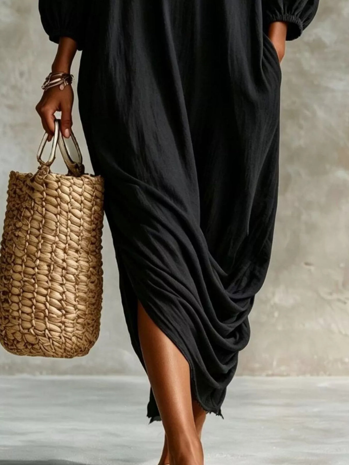 Ruffled Boat Neck Ruched Midi Dress - photo 12