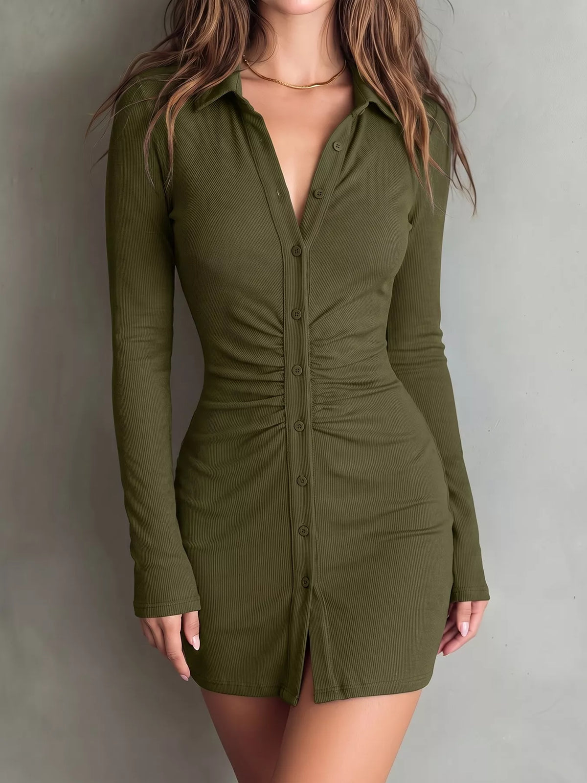 Button-Down Bodycon Mini Dress - photo 7