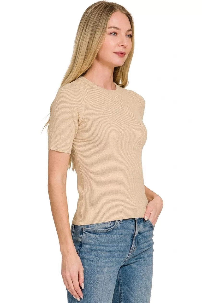 Zenana Viscose Ribbed Round Neck Sweater Secondary image