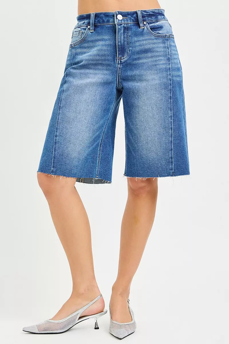 RISEN Raw Hem Slouchy Seamed Jorts Secondary image