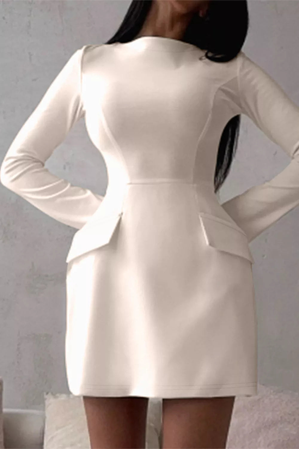 Long-Sleeve Mini Dress with Flap Pockets Secondary image