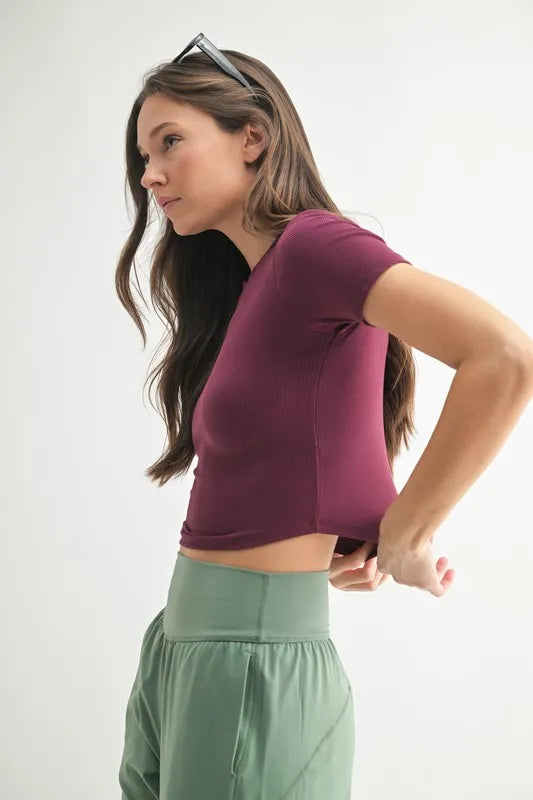 MONO B Essential Micro-ribbed Cropped Athleisure Tee Secondary image