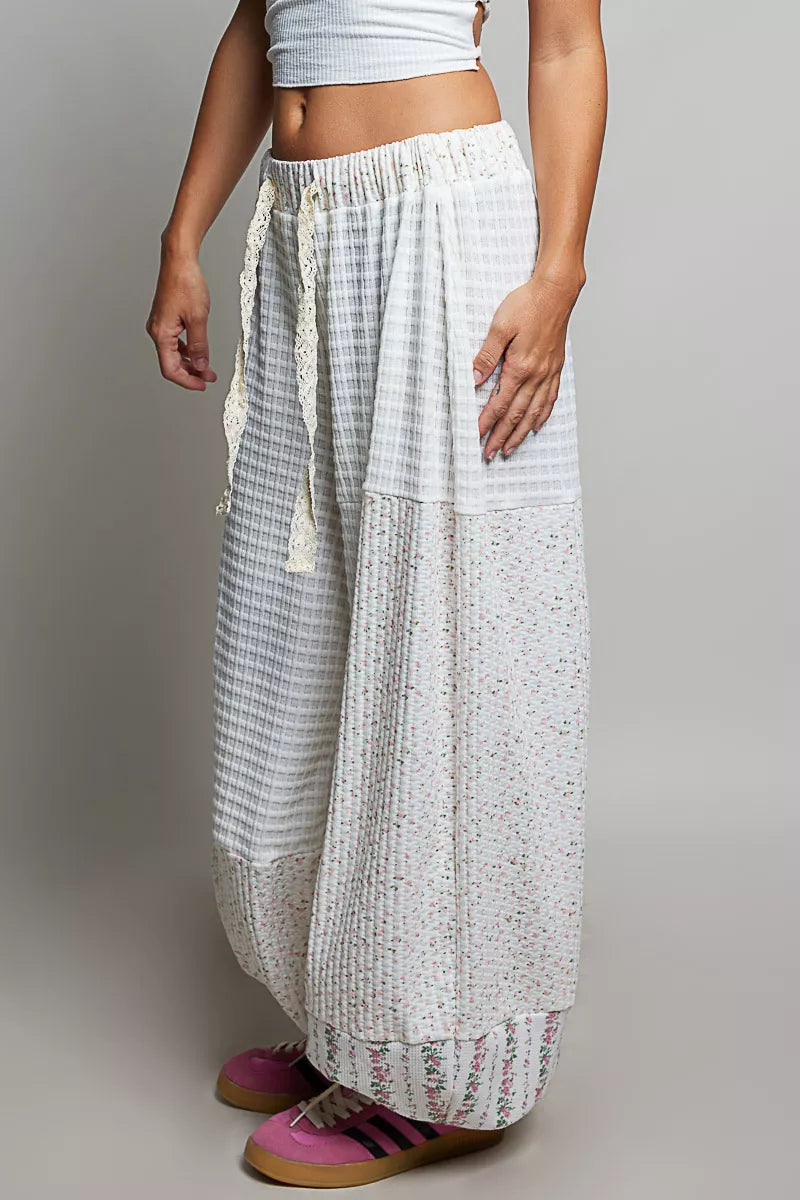 POL Patchwork Mixed Knit Wide Leg Pants Secondary image