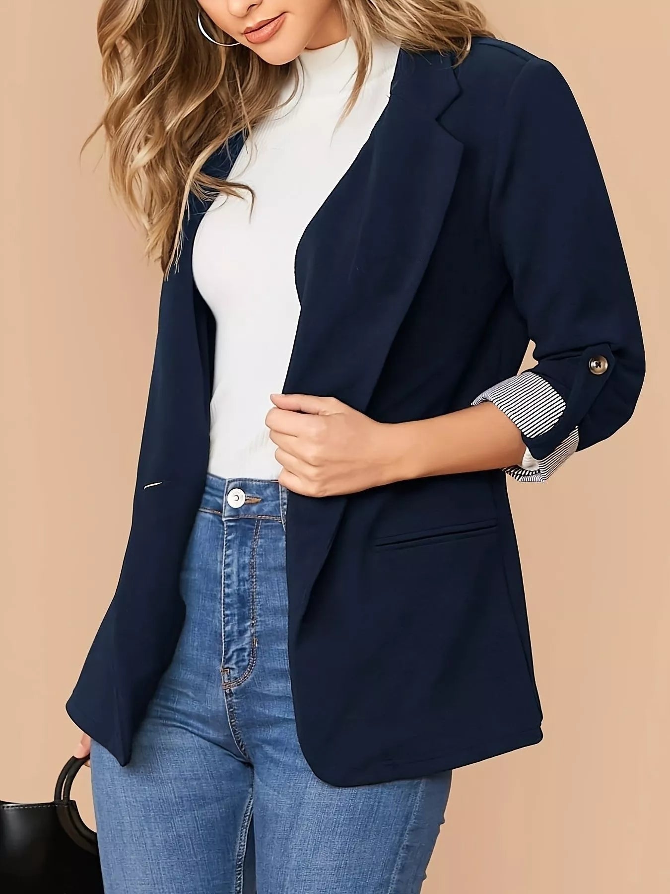 One Button Roll-Up Sleeve Blazer Secondary image