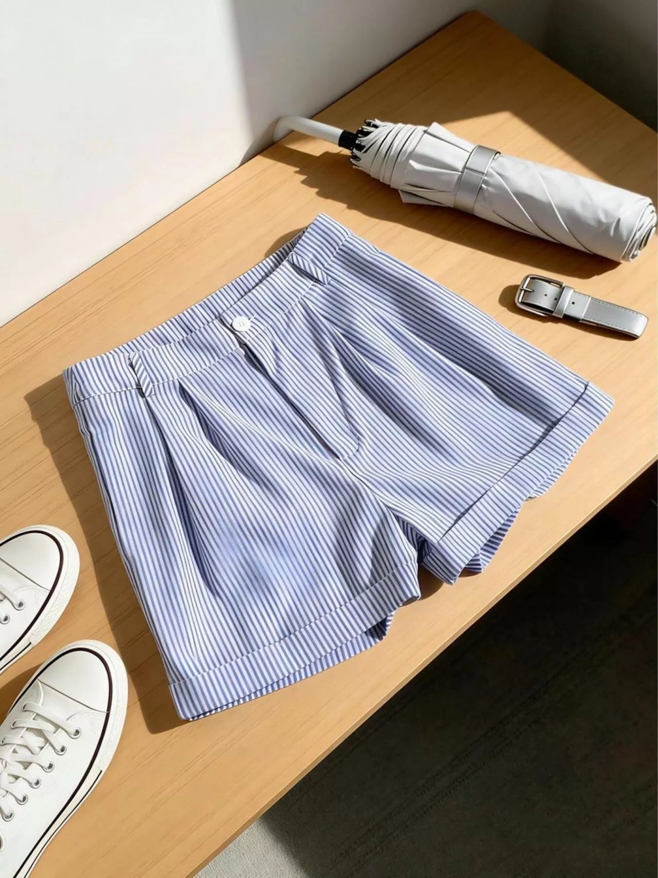 Striped Rolled Hem Shorts Secondary image