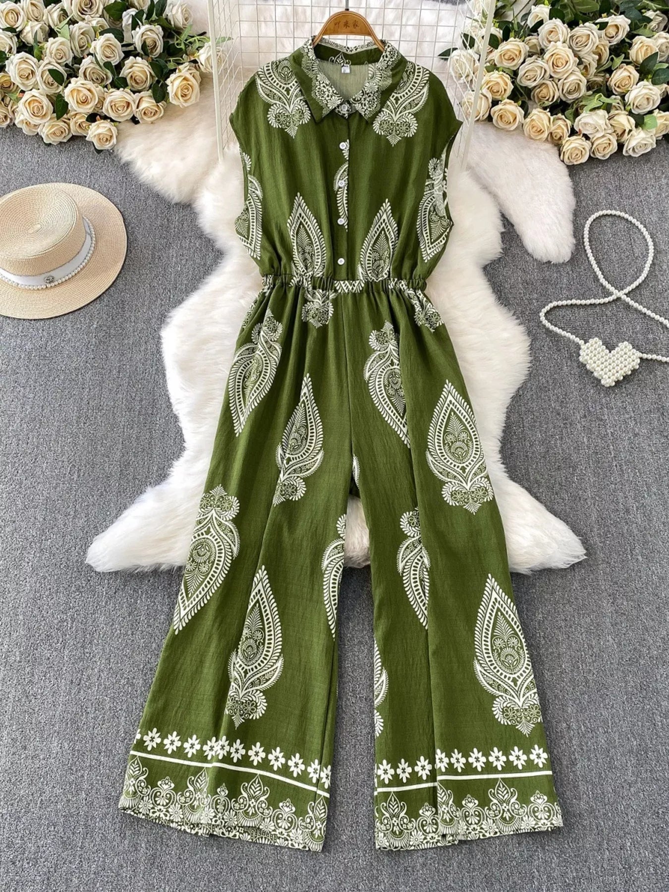 Button Front Wide Leg Jumpsuit Secondary image