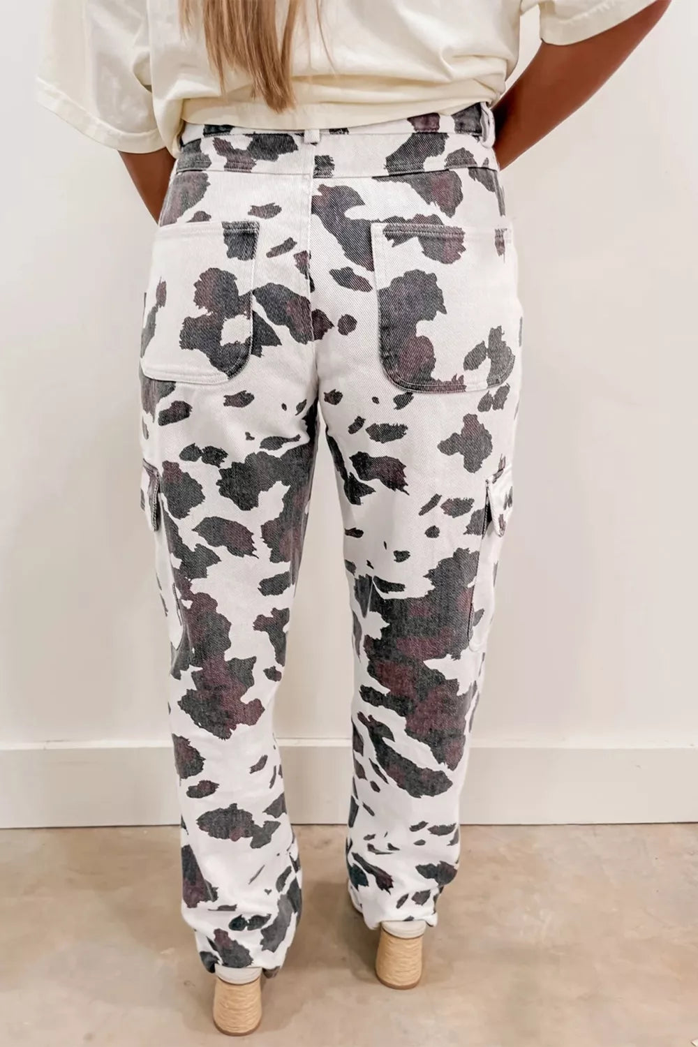 Cow Spots Printed Multi Pocketed Jeans Secondary image