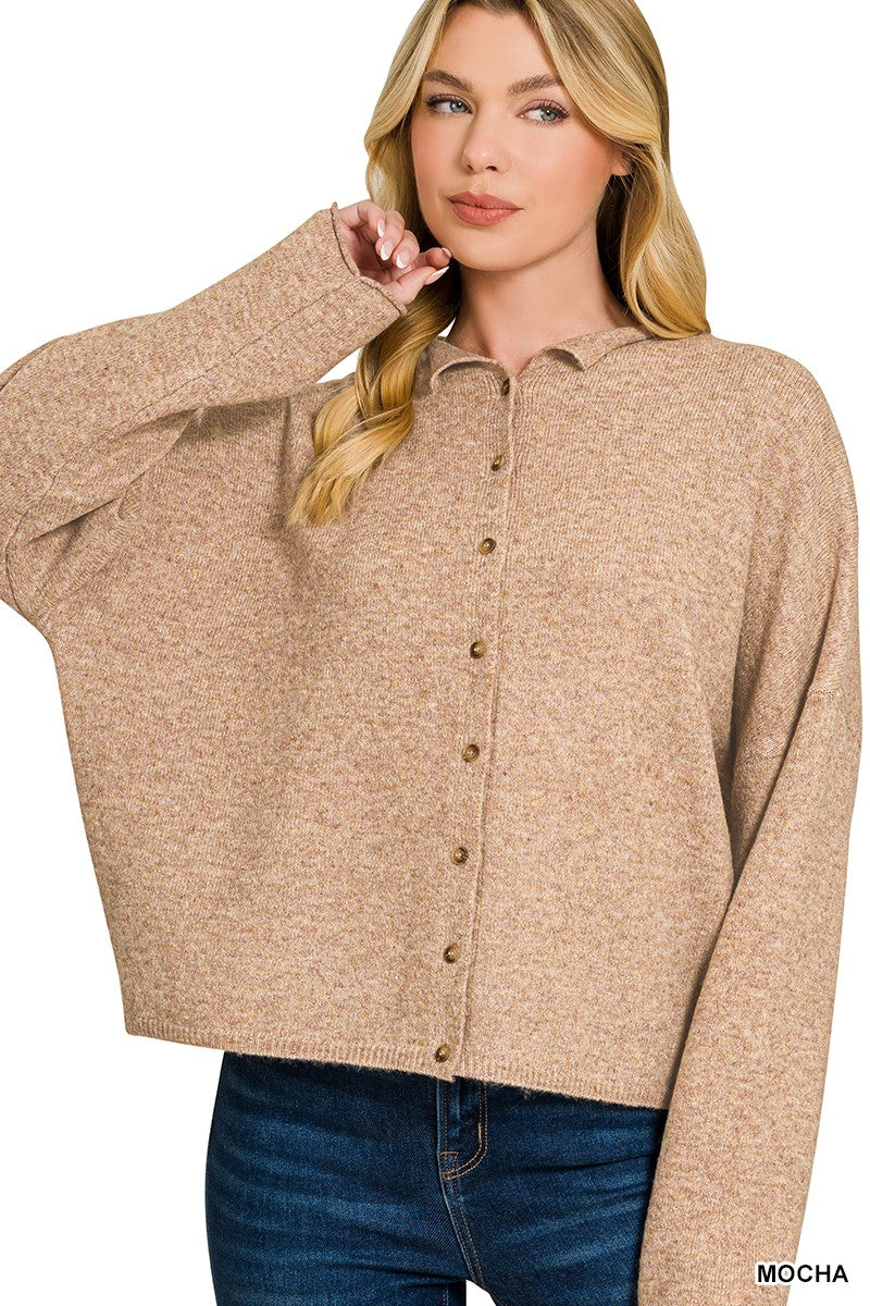 Zenana Collared Button Down Cardigan Sweater Secondary image