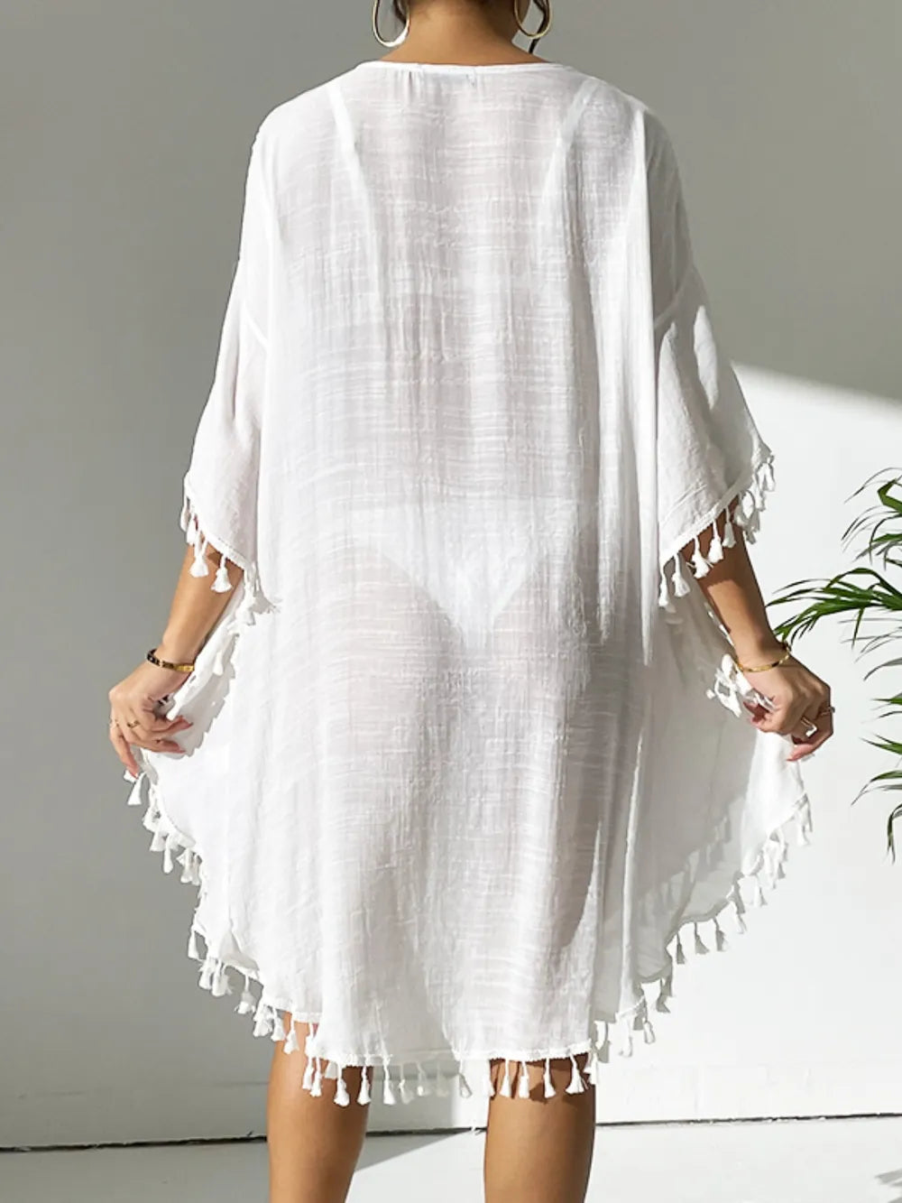 Tassel Cutout Scoop Neck Cover-Up Dress Secondary image