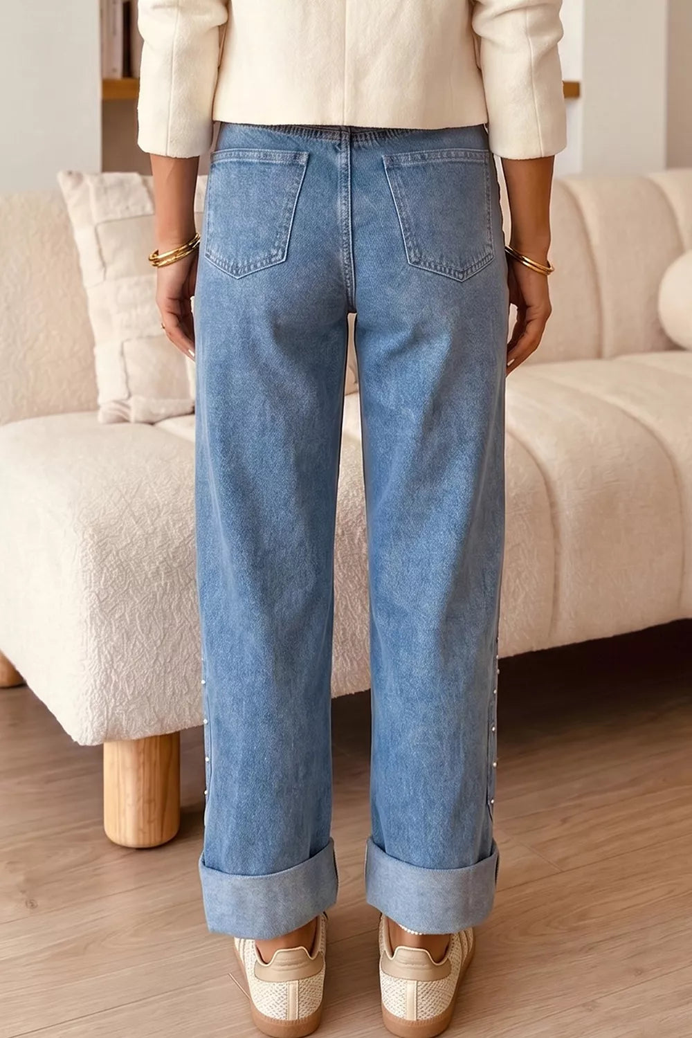 Side Seam Rivet Detail Ankle Length Casual Jeans Secondary image