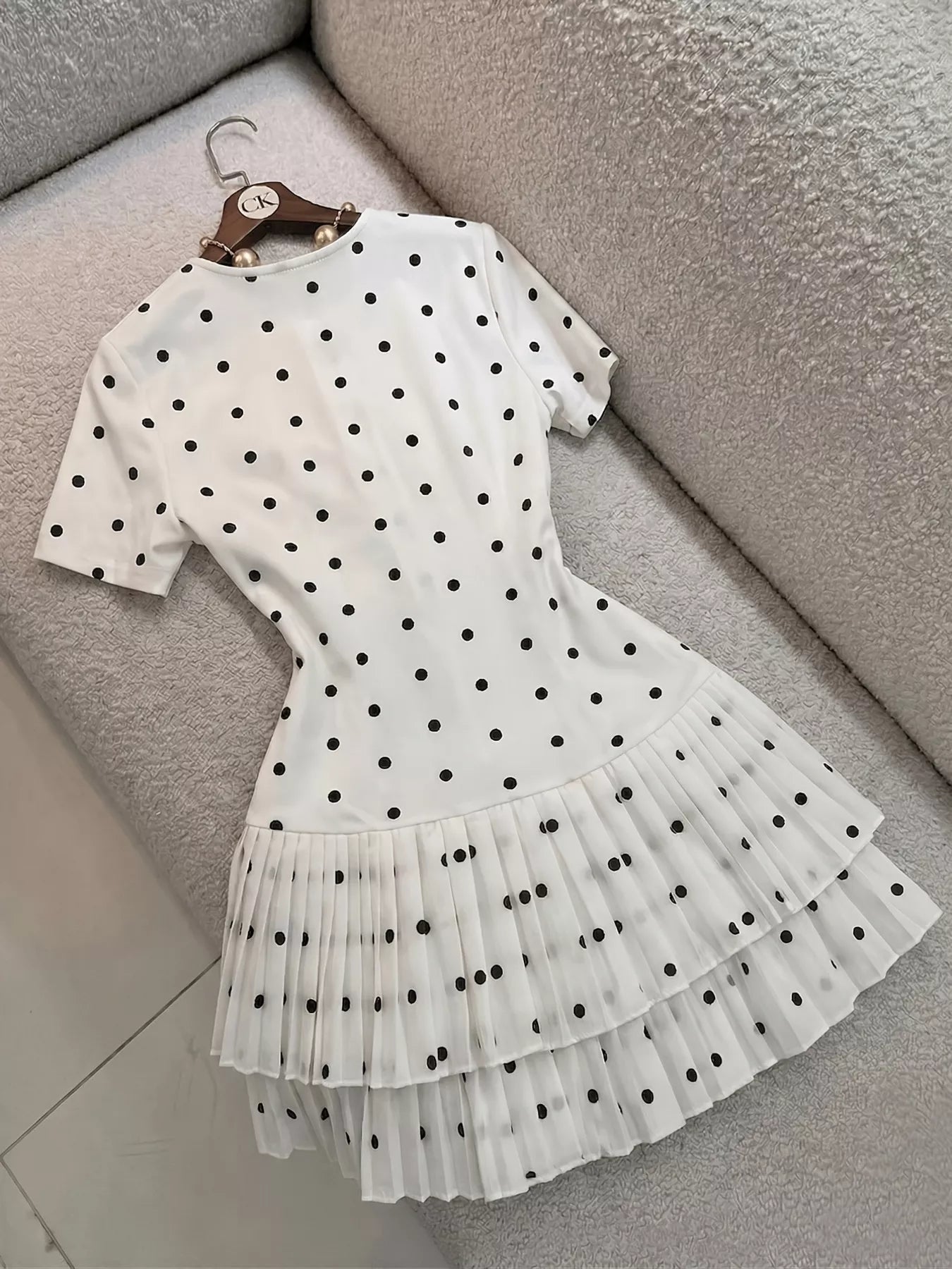 Polka Dot Pleated Hem Mini Dress Secondary image