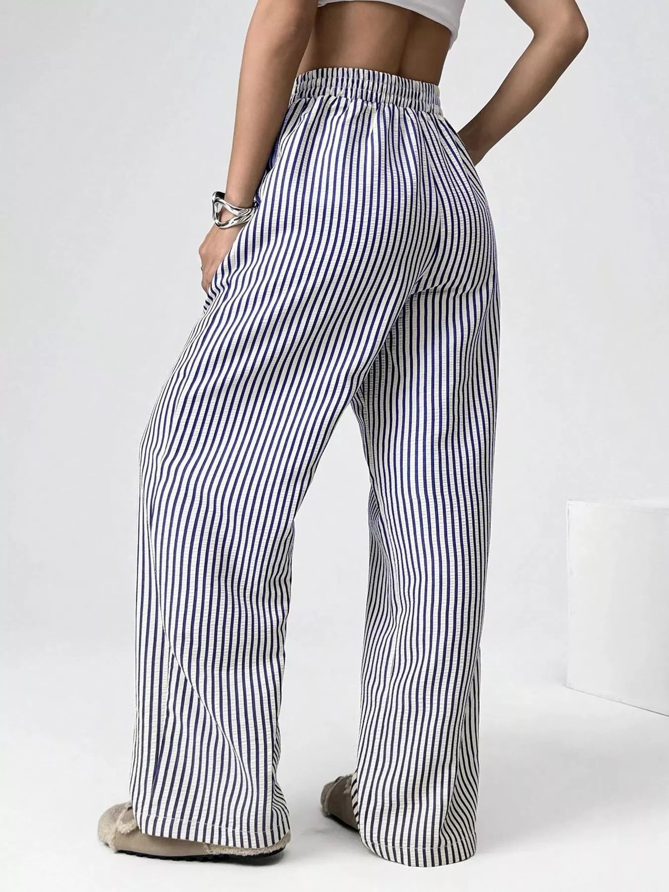 Striped High-Waisted Wide Leg Pants Secondary image