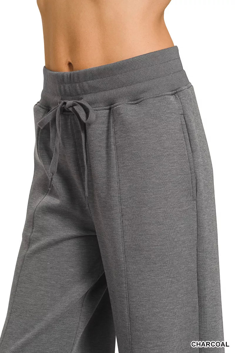 Zenana Scuba Collared Short Sleeve Pullover & Center Seam Pants Set Secondary image
