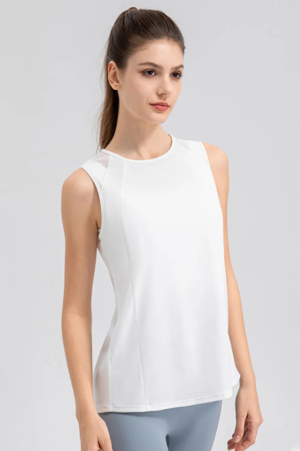 Round Neck Wide strap Active Tank Secondary image