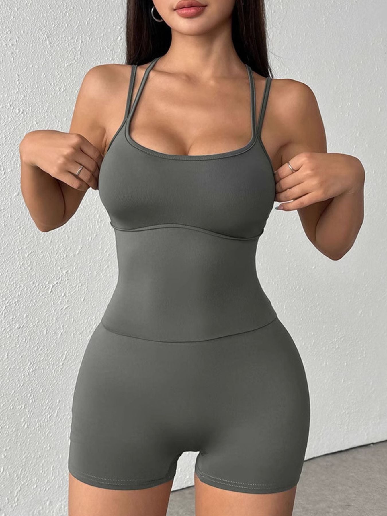 Double Spaghetti Strap Active Romper Secondary image
