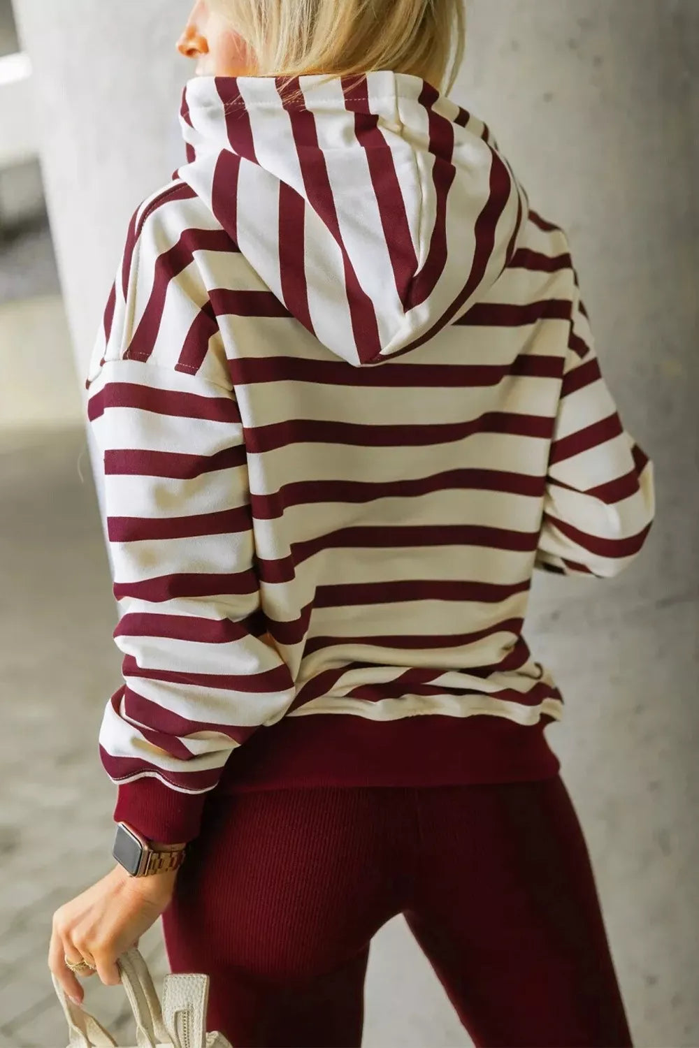 Striped Long Sleeve Hoodie & Leggings Set Secondary image