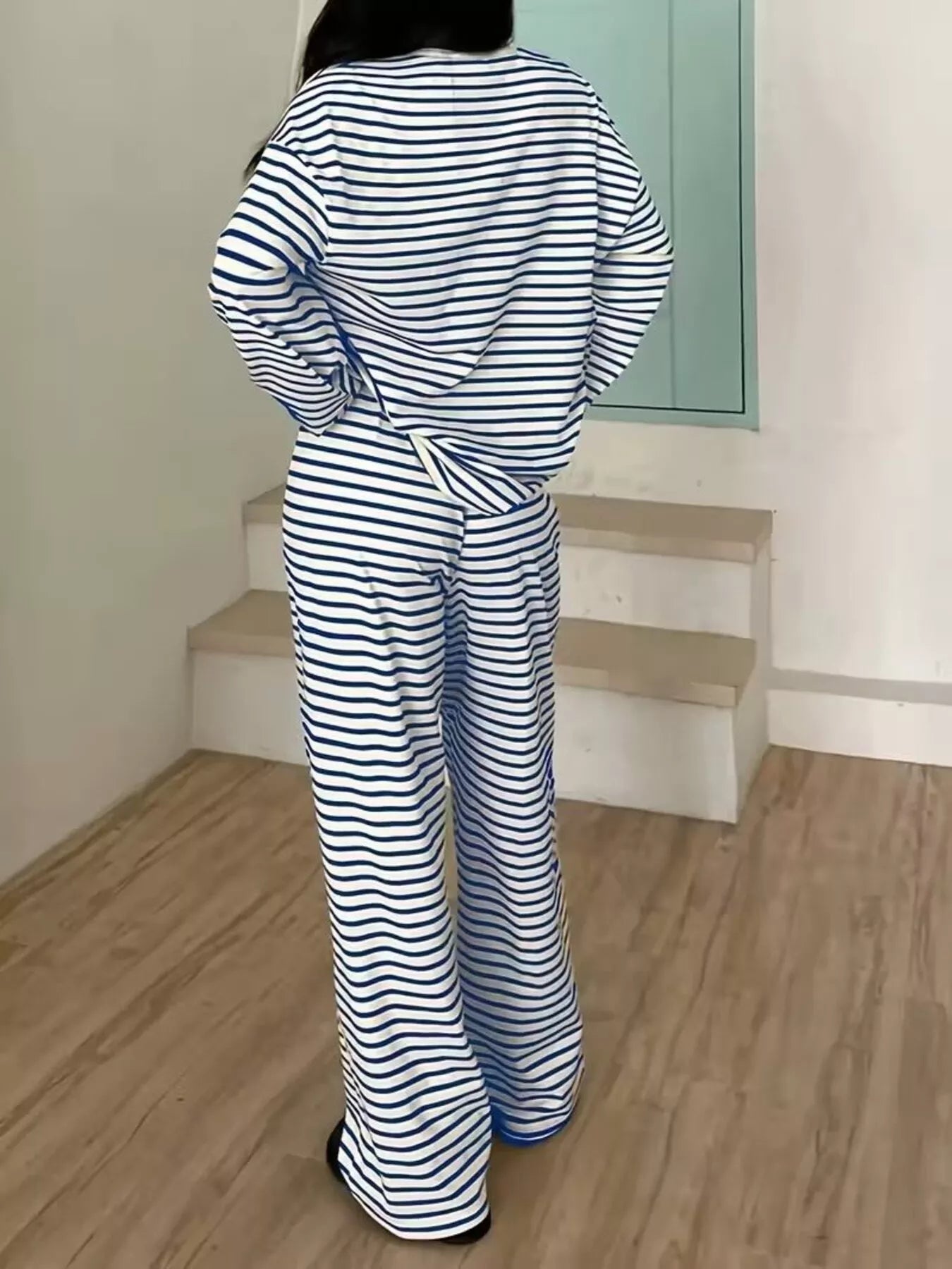 Striped Long Sleeve Top and Pants Set Secondary image
