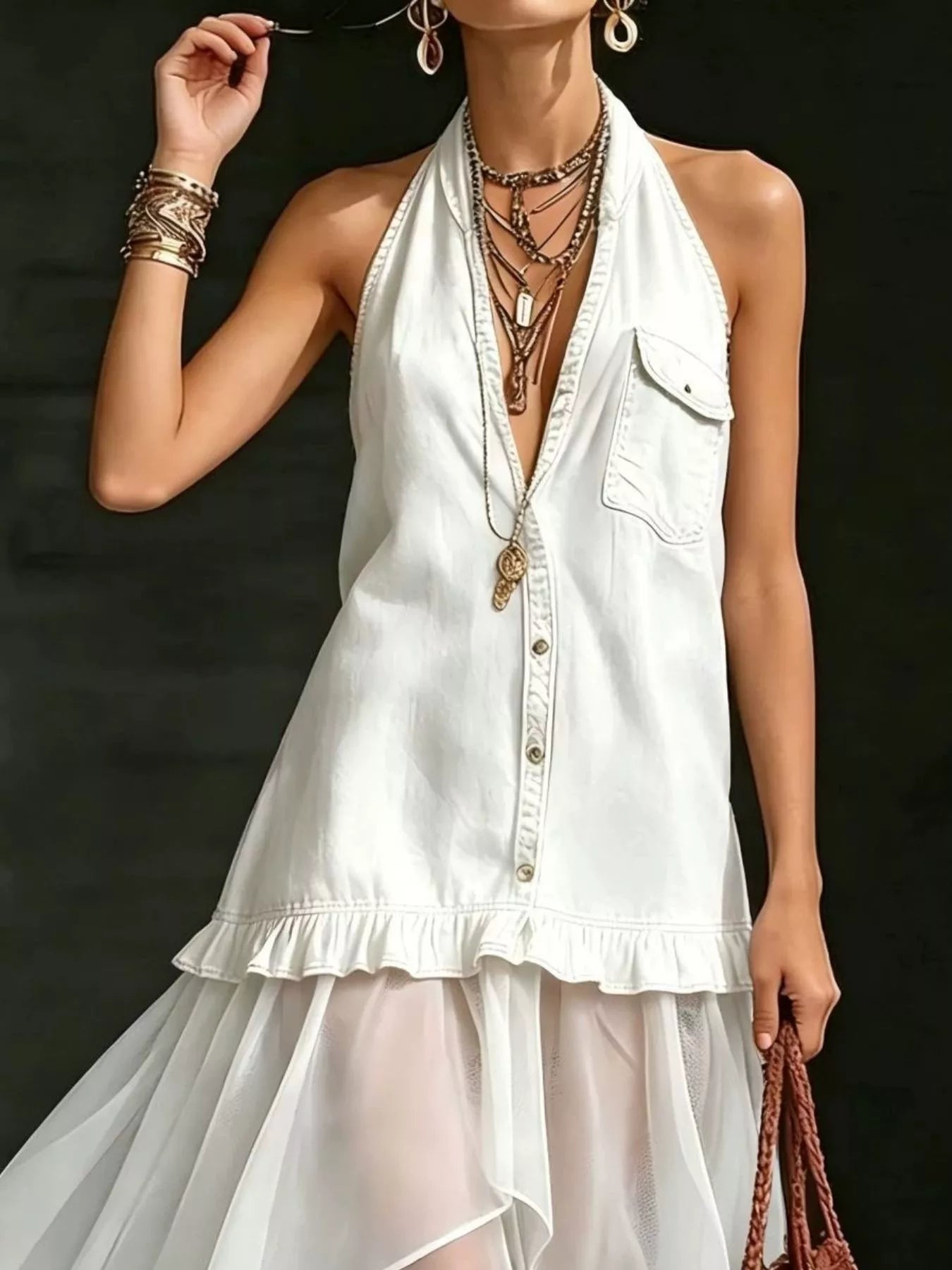 Ruffled Halter Neck Maxi Dress Secondary image
