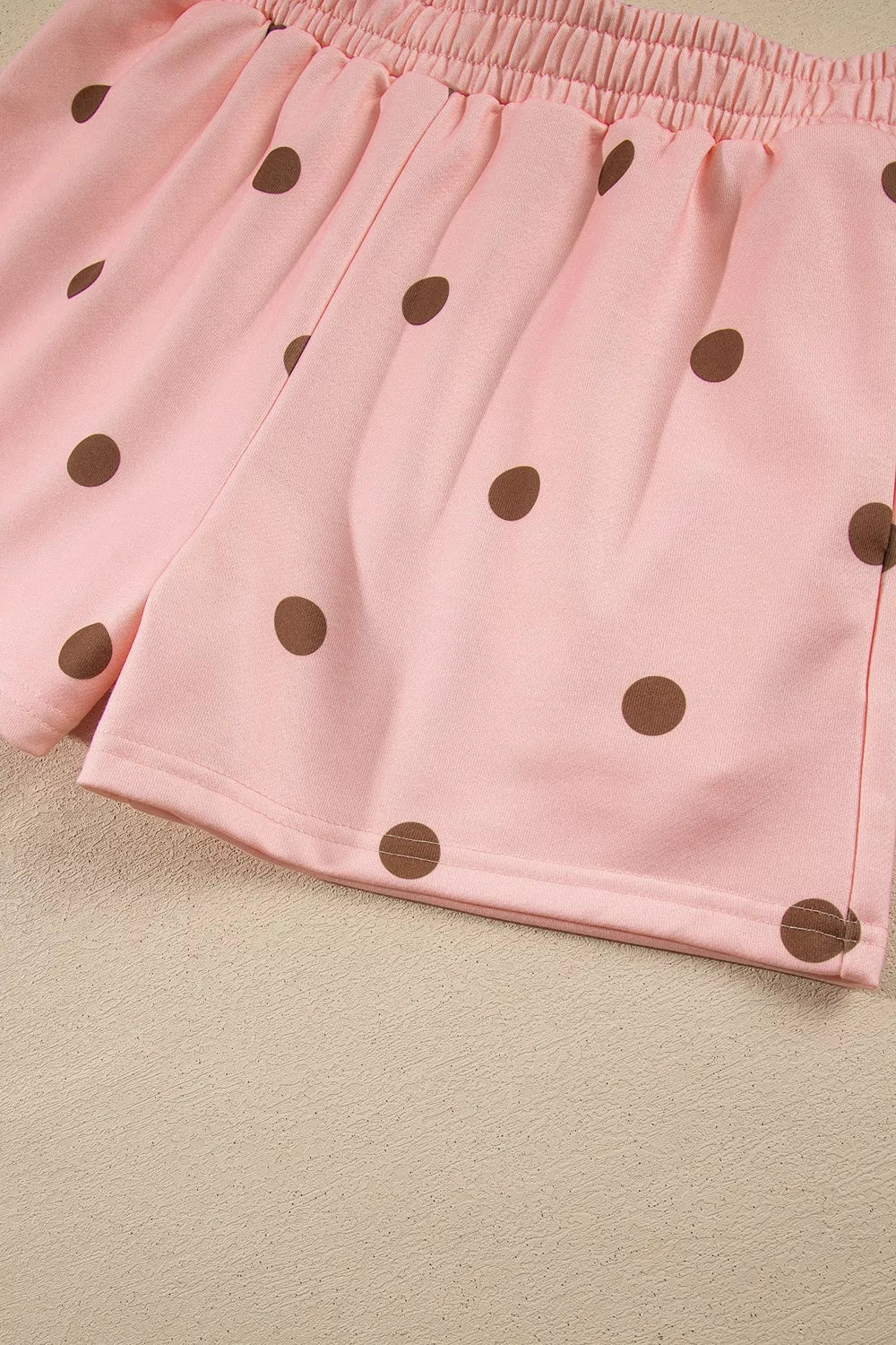 Polka Dot Long Sleeve Sweatshirt and Shorts Lounge Set - photo 9