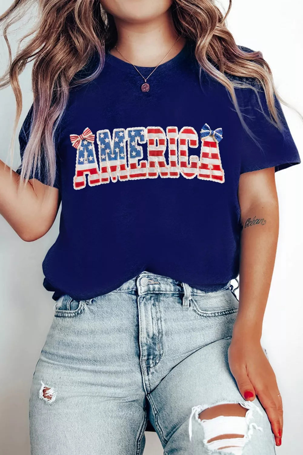 AMERICA Round Neck Relaxed T-Shirt Secondary image