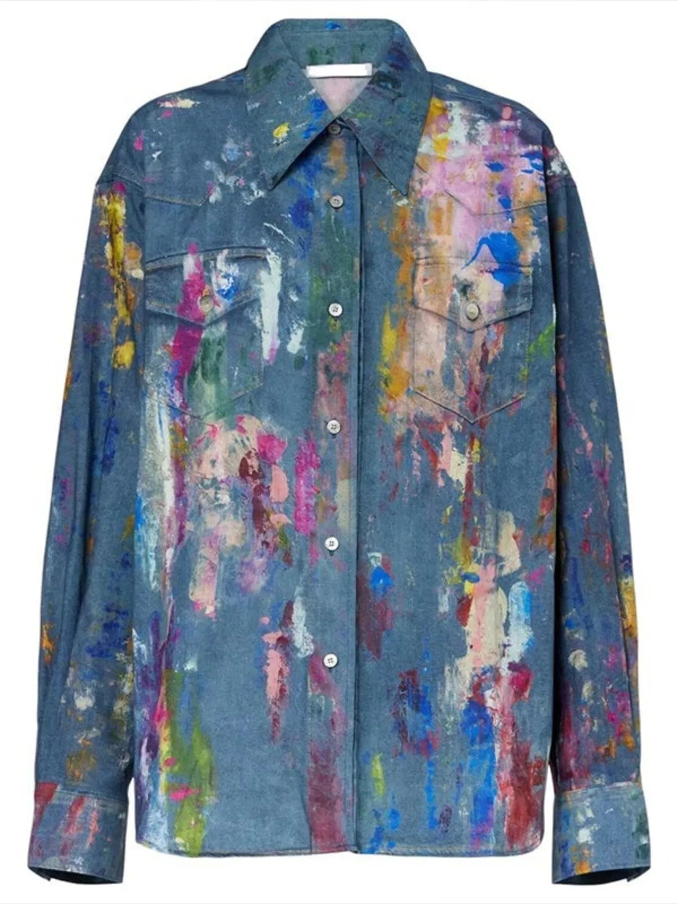 Artistic Painted Long Sleeve Denim Shirt Secondary image