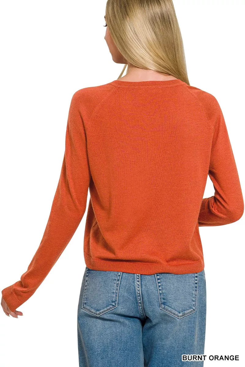 Zenana Lightweight Wool Blend Round Neck Sweater Secondary image