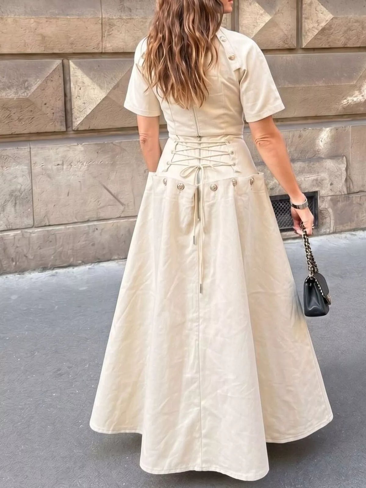 Gold Button Top and Skirt Denim Set - photo 6