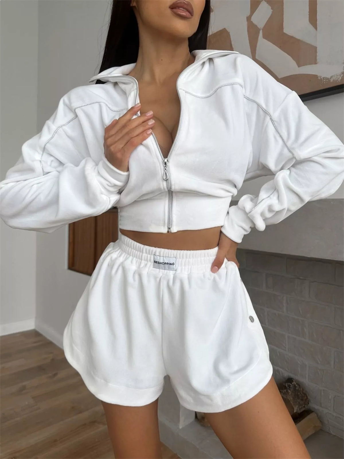 Zip-Up Outerwear and Shorts Set - photo 24
