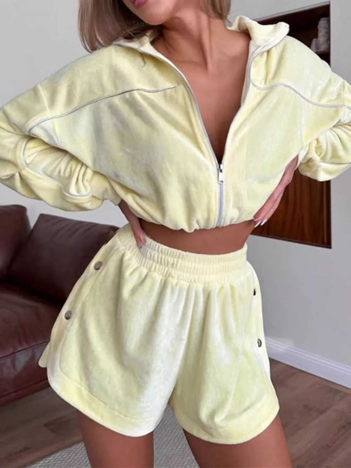 Zip-Up Outerwear and Shorts Set - photo 18