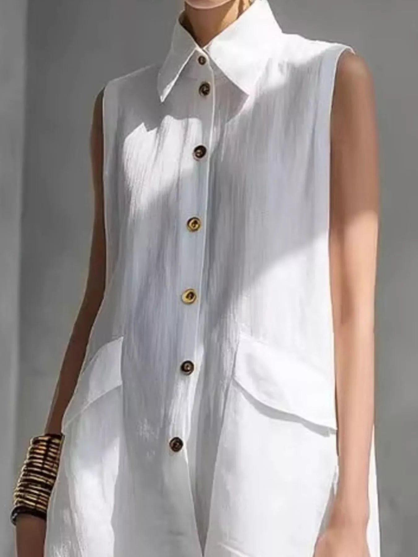 Full Size Button Front Sleeveless Dress Plus Size Secondary image