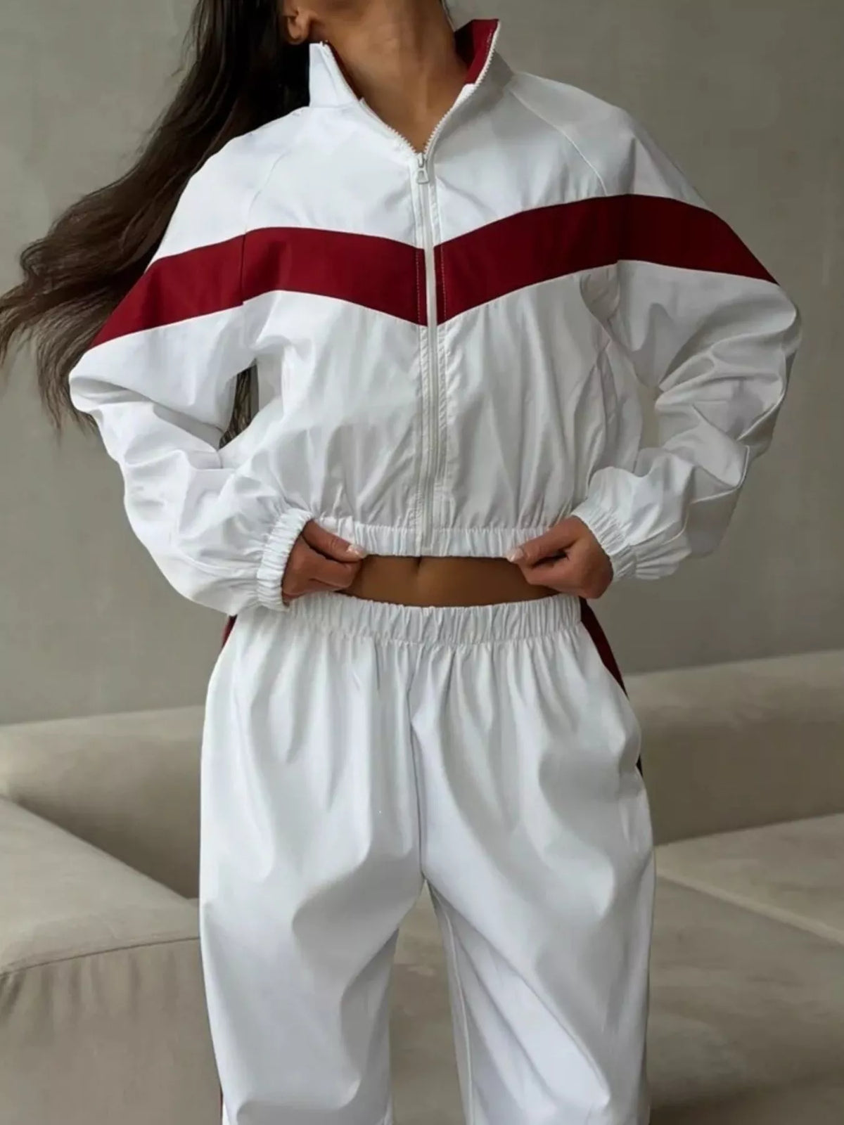 Color Block Zip Up Outerwear and Pants Set - photo 12