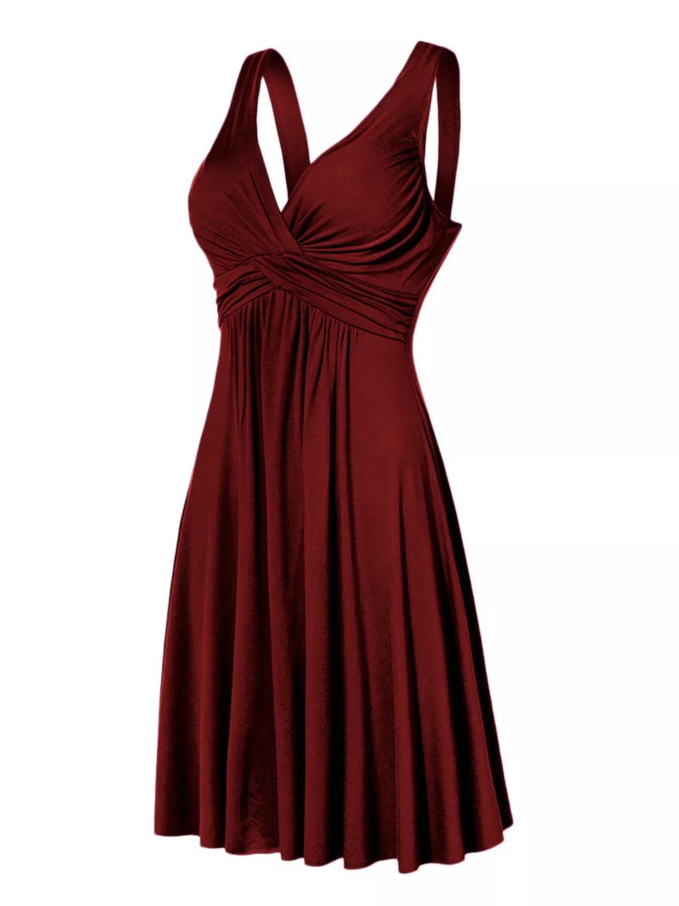 Full Size Twisted Sleeveless Ruched Waist A-Line Dress Plus Size Secondary image