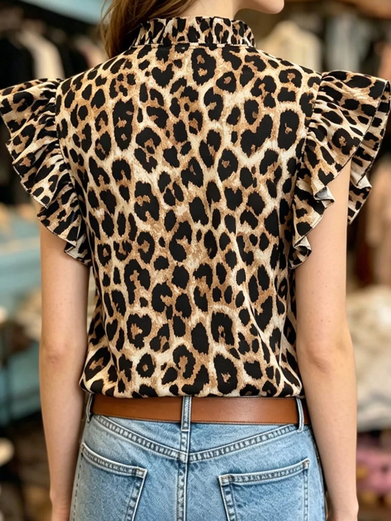 Printed Ruffle Sleeve Blouse Secondary image