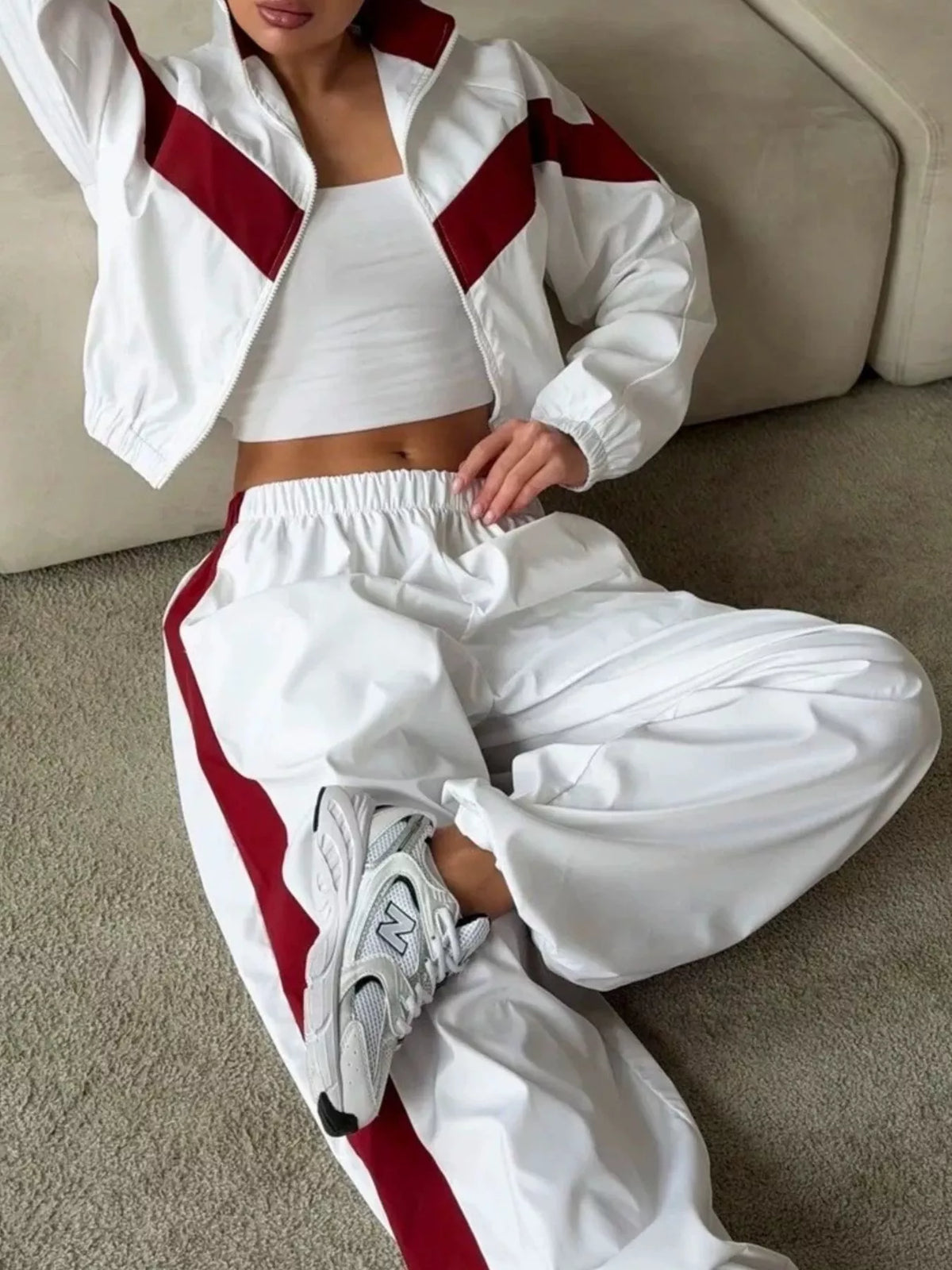 Color Block Zip Up Outerwear and Pants Set - photo 14