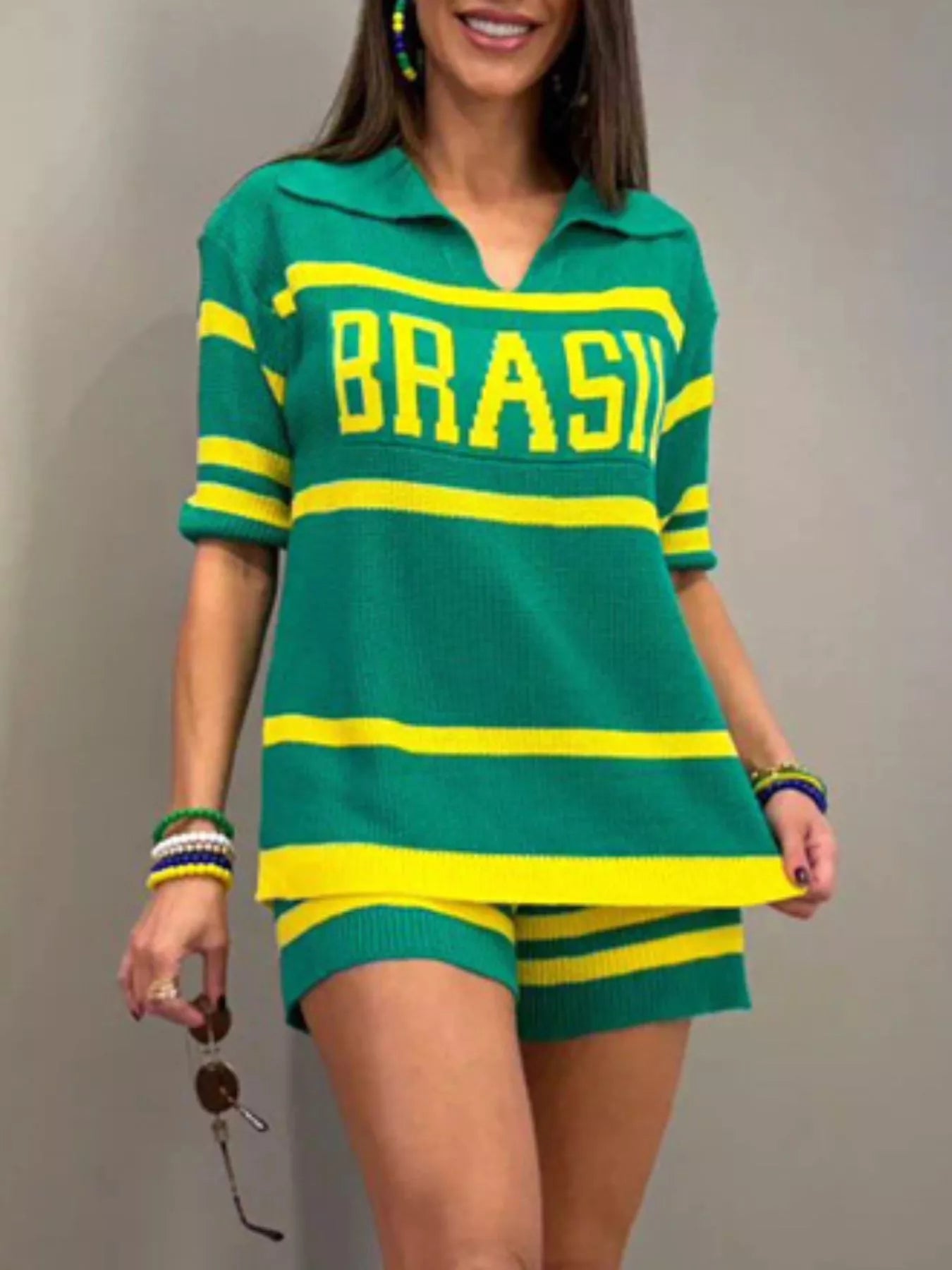 Brasil Two-Tone Top and Shorts Set Secondary image