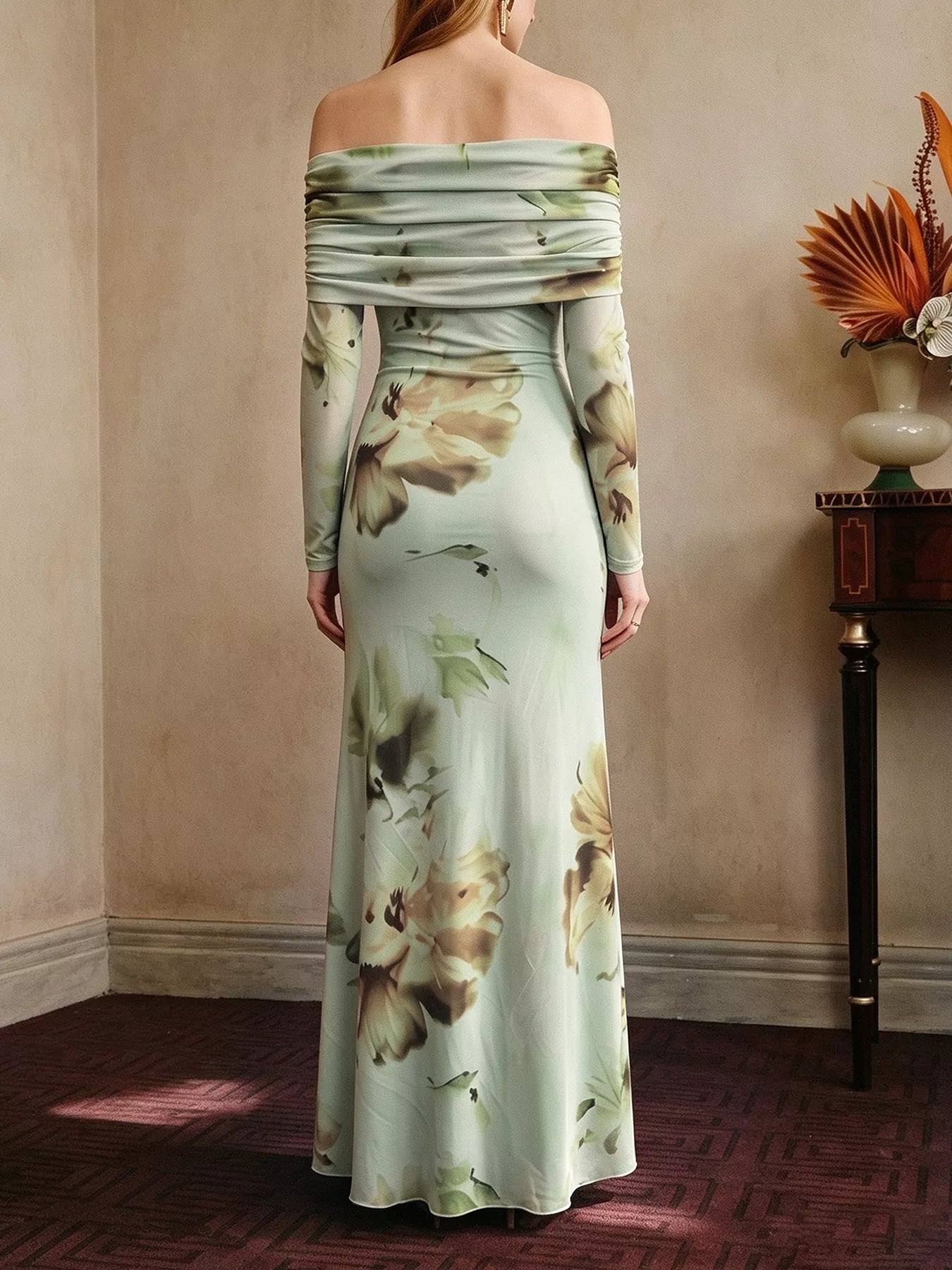 Ruffled Slit Off Shoulder Maxi Dress Secondary image
