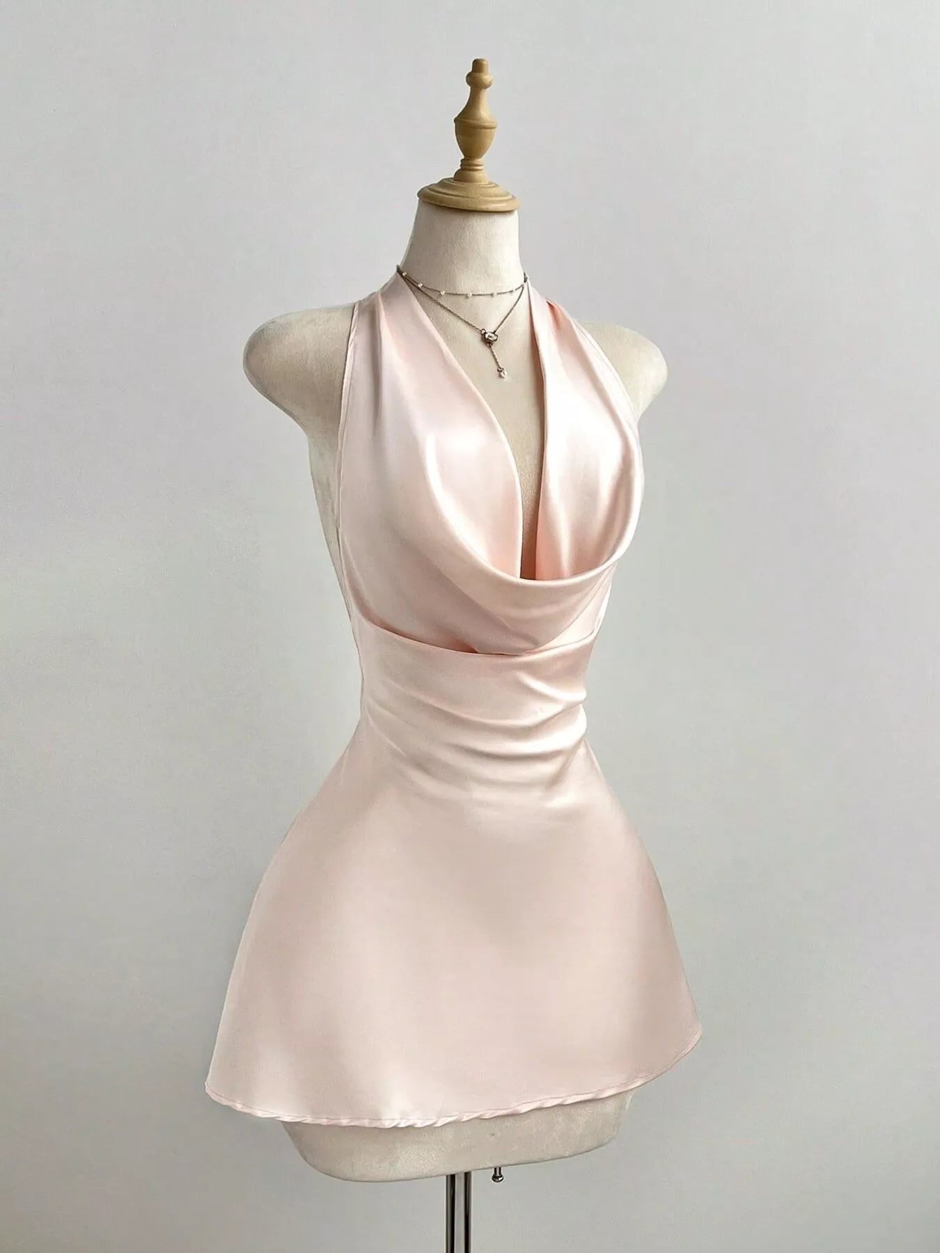 Satin Backless Halter Neck Dress Secondary image