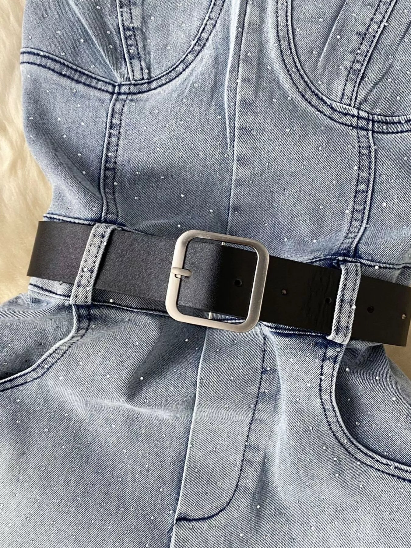Strapless Denim Romper with Pockets Secondary image