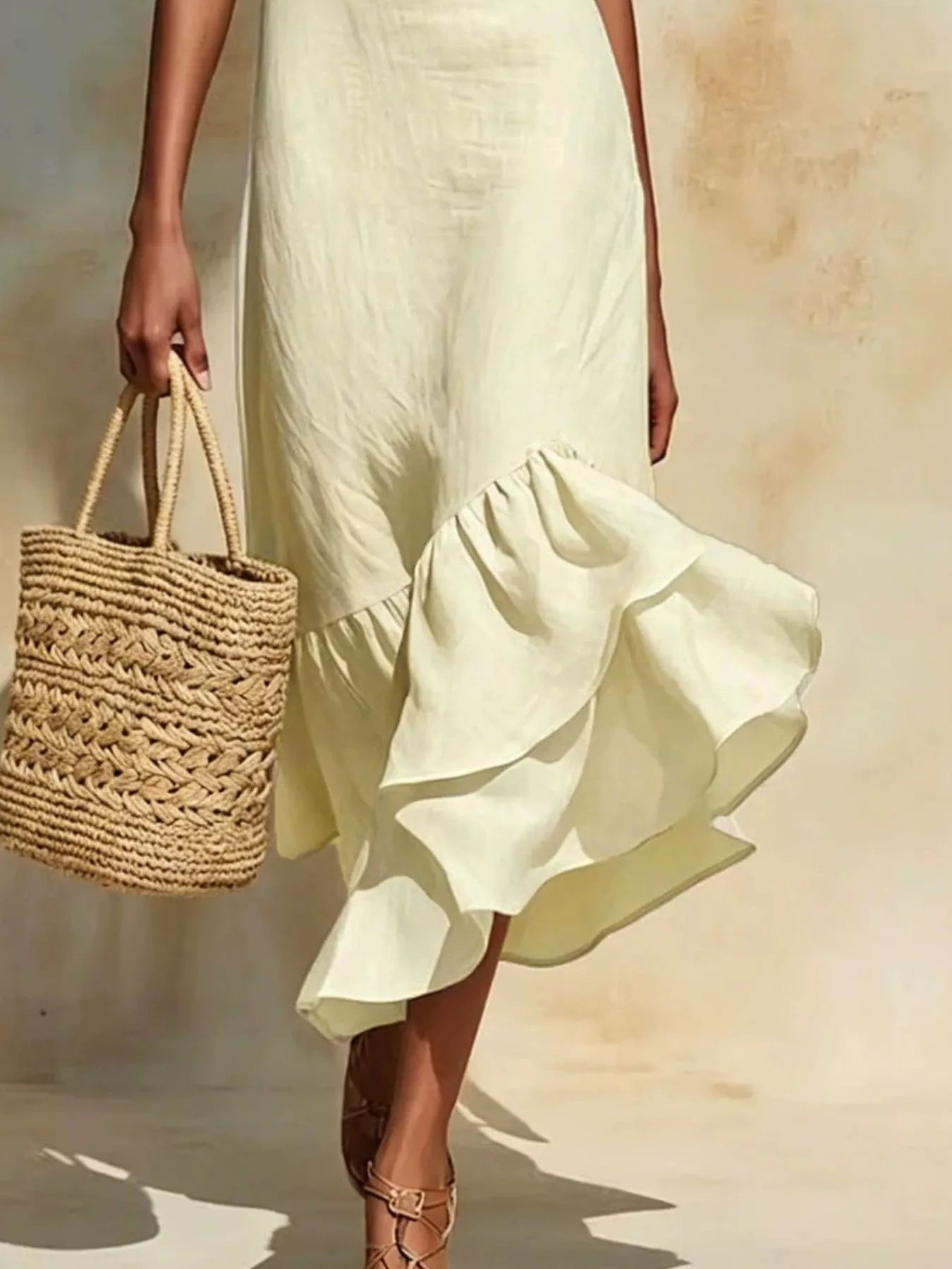 Full Size Ruffle Hem Sleeveless Midi Dress Plus Size Secondary image