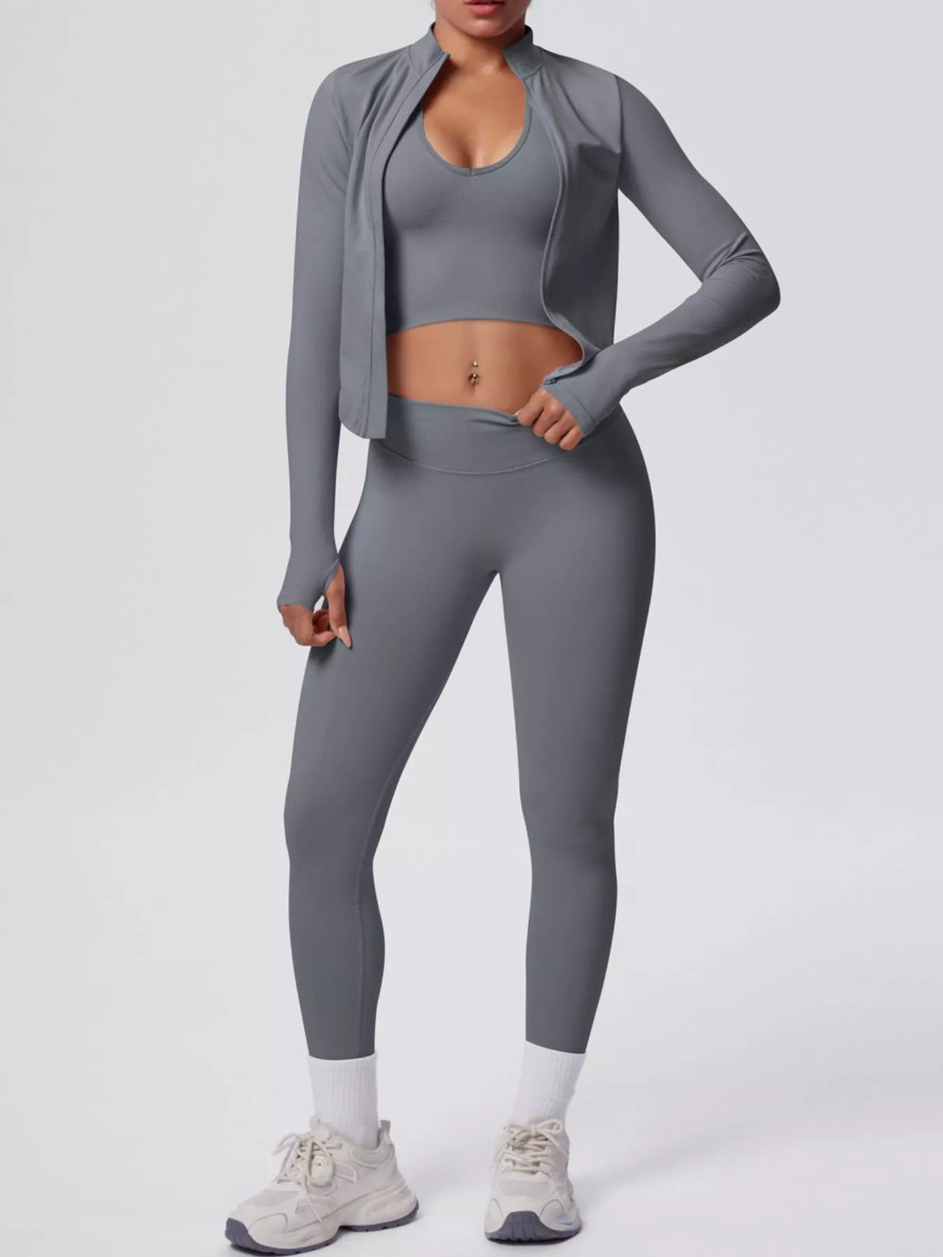 Tank & Zip-Up Jacket and Leggings Three-Piece Active Set Secondary image