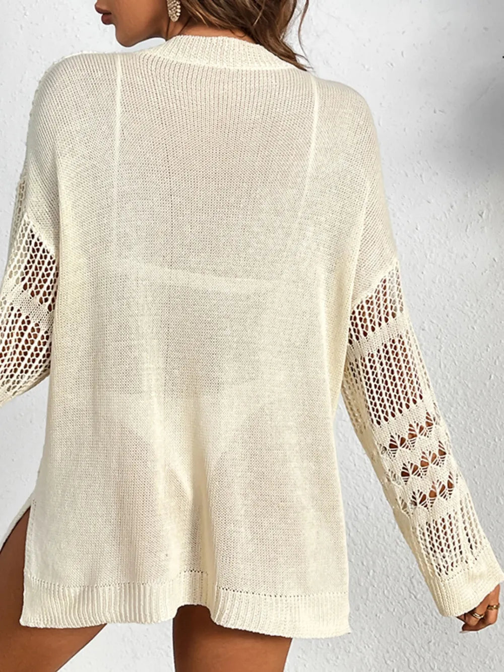 Cutout Notched Long Sleeve Cover-Up Secondary image