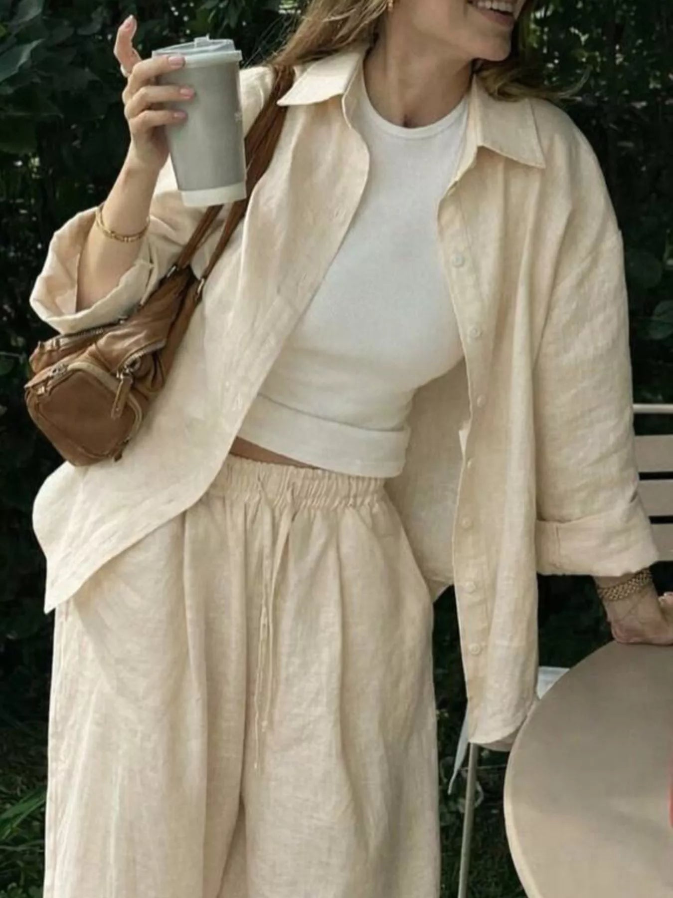 Button Up Long Sleeve Shirt and Pants Set Secondary image