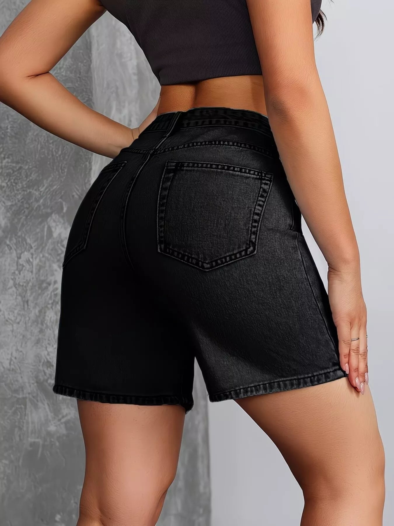 High-Waisted Denim Shorts Secondary image