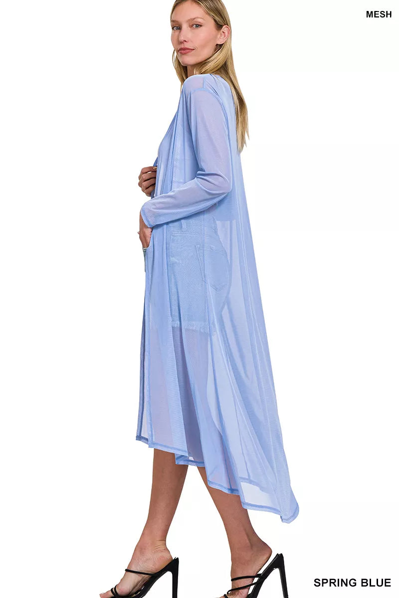 Zenana Mesh Open Front Cardigan Secondary image