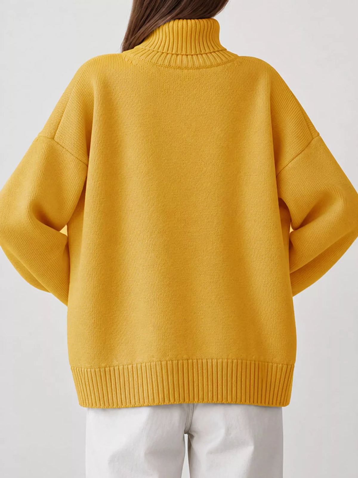 Women's Oversized Ribbed Turtleneck Sweater – Dropped Shoulder Relaxed Fit - photo 27