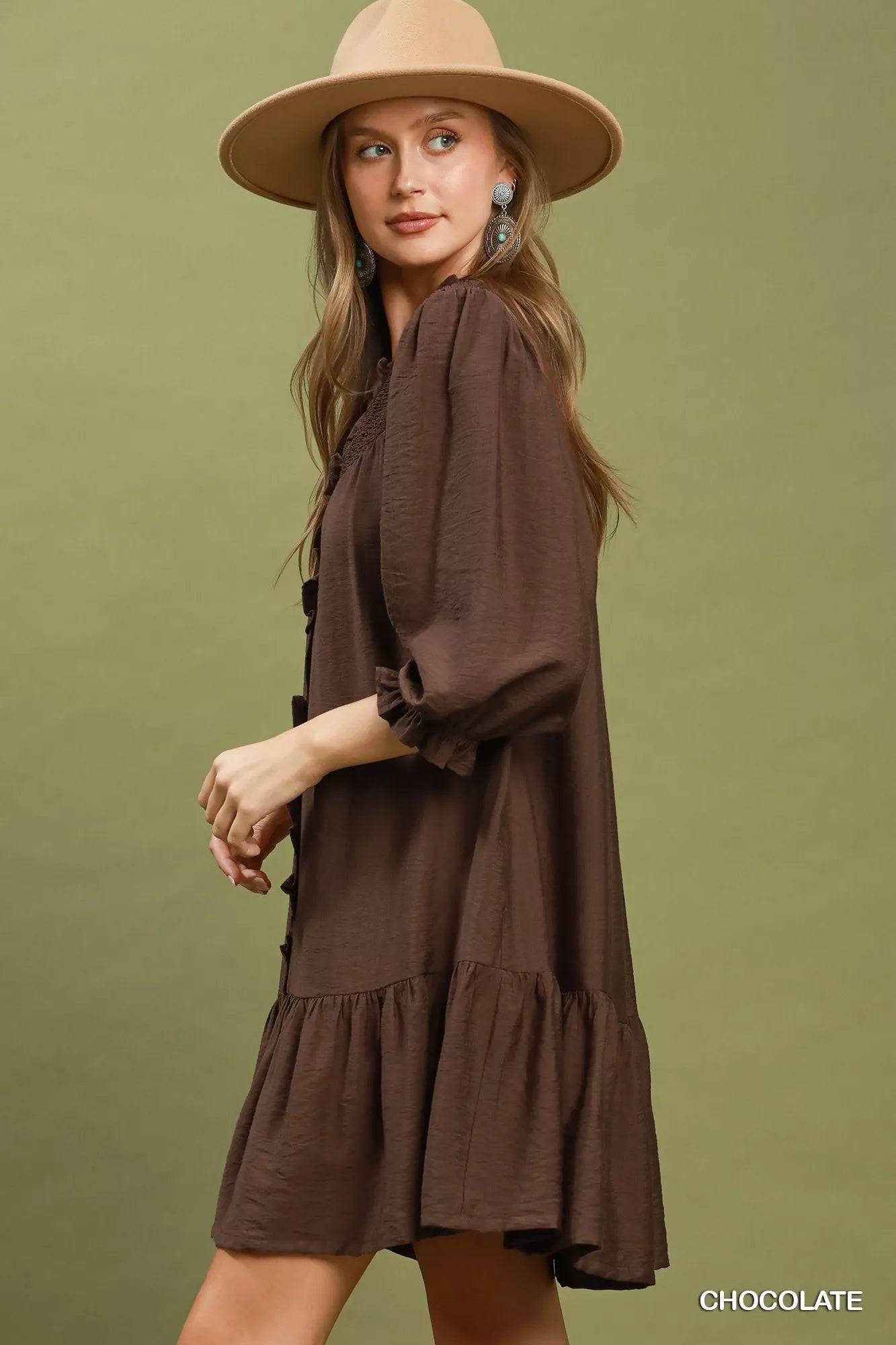 Umgee Smocked Ruffle Detail Tiered Mini Dress Secondary image