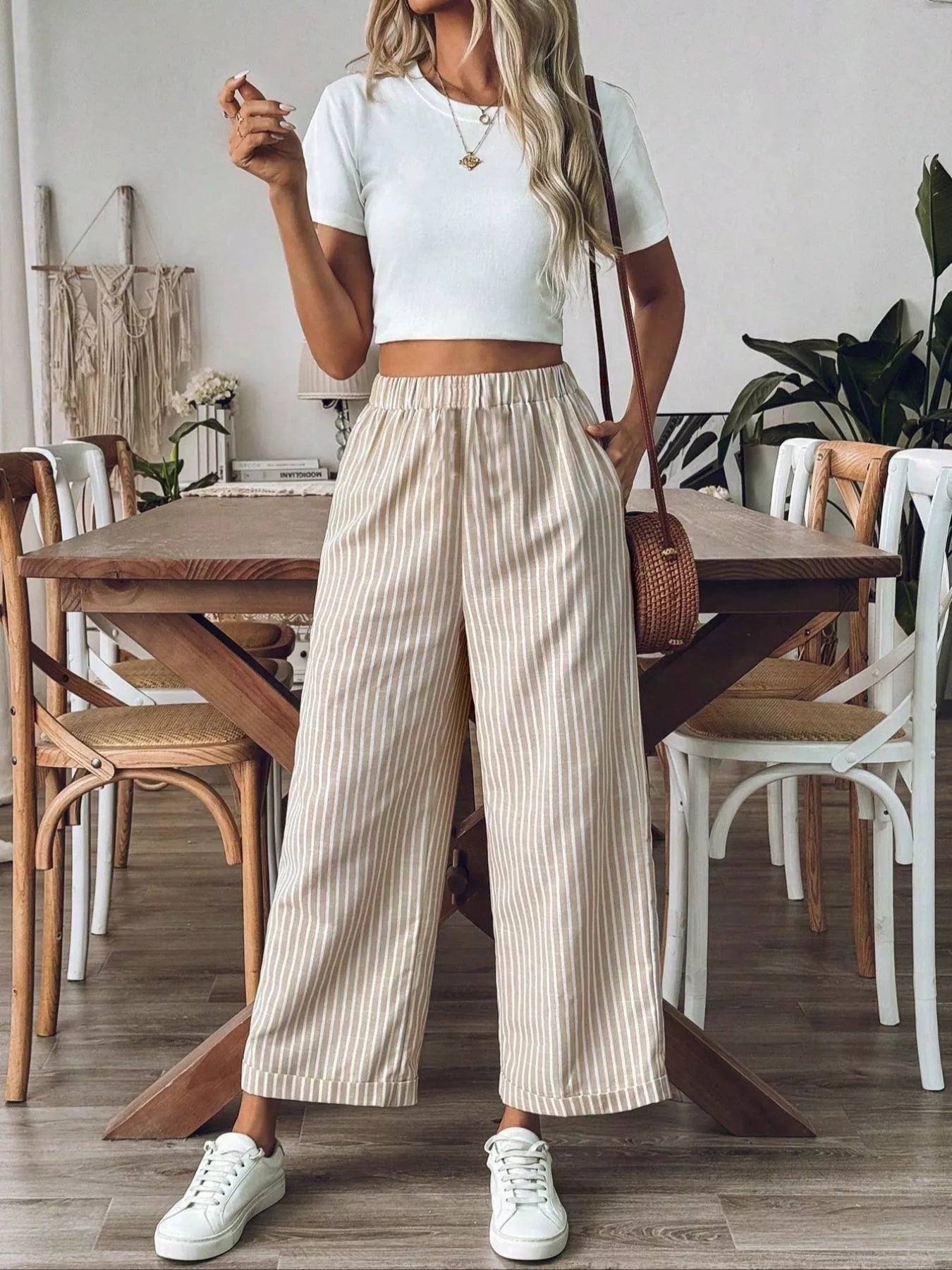 Striped High-Waisted Wide Leg Pants Secondary image