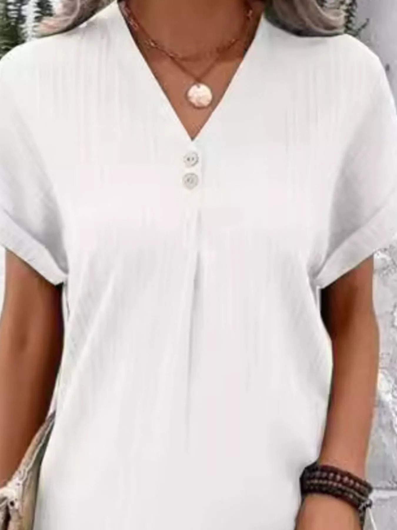 Full Size Casual V-Neck Short Sleeve Dress Plus Size Secondary image