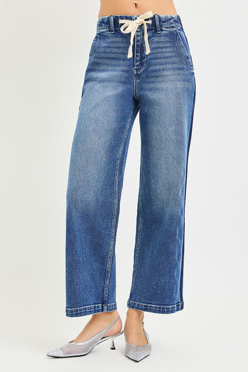 RISEN Elastic Band High Rise Cropped Wide Jeans Secondary image